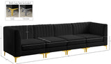 Alina Velvet / Engineered Wood / Metal / Foam Contemporary Black Velvet Modular Sofa - 119" W x 33.5" D x 31" H