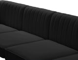 Alina Velvet / Engineered Wood / Metal / Foam Contemporary Black Velvet Modular Sofa - 119" W x 33.5" D x 31" H