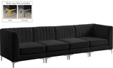 Alina Velvet / Engineered Wood / Metal / Foam Contemporary Black Velvet Modular Sofa - 119" W x 33.5" D x 31" H