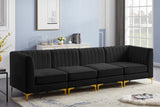 Alina Velvet / Engineered Wood / Metal / Foam Contemporary Black Velvet Modular Sofa - 119" W x 33.5" D x 31" H