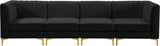 Alina Velvet / Engineered Wood / Metal / Foam Contemporary Black Velvet Modular Sofa - 119" W x 33.5" D x 31" H