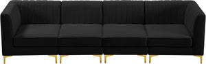 Alina Velvet / Engineered Wood / Metal / Foam Contemporary Black Velvet Modular Sofa - 119" W x 33.5" D x 31" H