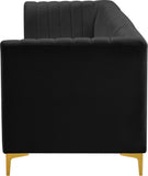 Alina Velvet / Engineered Wood / Metal / Foam Contemporary Black Velvet Modular Sofa - 119" W x 33.5" D x 31" H