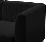 Alina Velvet / Engineered Wood / Metal / Foam Contemporary Black Velvet Modular Sofa - 119" W x 33.5" D x 31" H