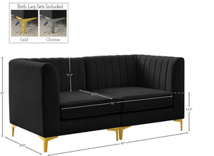 Alina Velvet / Engineered Wood / Metal / Foam Contemporary Black Velvet Modular Sofa - 67" W x 33.5" D x 31" H
