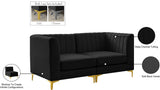 Alina Velvet / Engineered Wood / Metal / Foam Contemporary Black Velvet Modular Sofa - 67" W x 33.5" D x 31" H