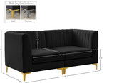 Alina Velvet / Engineered Wood / Metal / Foam Contemporary Black Velvet Modular Sofa - 67" W x 33.5" D x 31" H