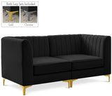 Alina Velvet / Engineered Wood / Metal / Foam Contemporary Black Velvet Modular Sofa - 67" W x 33.5" D x 31" H