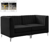 Alina Velvet / Engineered Wood / Metal / Foam Contemporary Black Velvet Modular Sofa - 67" W x 33.5" D x 31" H