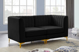 Alina Velvet / Engineered Wood / Metal / Foam Contemporary Black Velvet Modular Sofa - 67" W x 33.5" D x 31" H