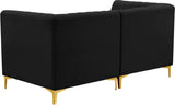 Alina Velvet / Engineered Wood / Metal / Foam Contemporary Black Velvet Modular Sofa - 67" W x 33.5" D x 31" H