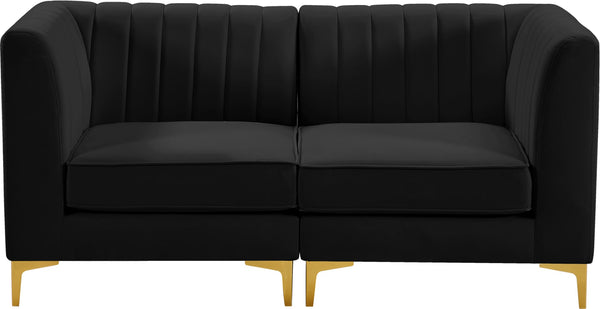 Alina Velvet / Engineered Wood / Metal / Foam Contemporary Black Velvet Modular Sofa - 67" W x 33.5" D x 31" H