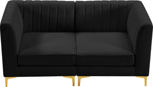 Alina Velvet / Engineered Wood / Metal / Foam Contemporary Black Velvet Modular Sofa - 67" W x 33.5" D x 31" H