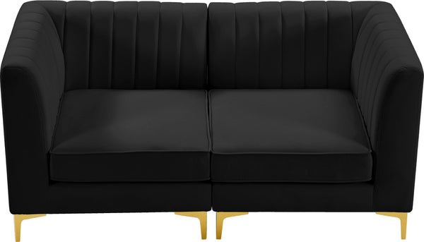 Alina Velvet / Engineered Wood / Metal / Foam Contemporary Black Velvet Modular Sofa - 67" W x 33.5" D x 31" H