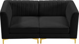 Alina Velvet / Engineered Wood / Metal / Foam Contemporary Black Velvet Modular Sofa - 67" W x 33.5" D x 31" H