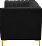 Alina Velvet / Engineered Wood / Metal / Foam Contemporary Black Velvet Modular Sofa - 67" W x 33.5" D x 31" H