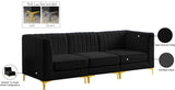 Alina Velvet / Engineered Wood / Metal / Foam Contemporary Black Velvet Modular Sofa - 93" W x 33.5" D x 31" H