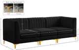 Alina Velvet / Engineered Wood / Metal / Foam Contemporary Black Velvet Modular Sofa - 93" W x 33.5" D x 31" H