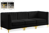 Alina Velvet / Engineered Wood / Metal / Foam Contemporary Black Velvet Modular Sofa - 93" W x 33.5" D x 31" H