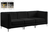 Alina Velvet / Engineered Wood / Metal / Foam Contemporary Black Velvet Modular Sofa - 93" W x 33.5" D x 31" H