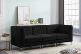 Alina Velvet / Engineered Wood / Metal / Foam Contemporary Black Velvet Modular Sofa - 93" W x 33.5" D x 31" H