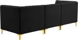 Alina Velvet / Engineered Wood / Metal / Foam Contemporary Black Velvet Modular Sofa - 93" W x 33.5" D x 31" H