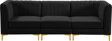 Alina Velvet / Engineered Wood / Metal / Foam Contemporary Black Velvet Modular Sofa - 93" W x 33.5" D x 31" H