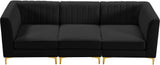 Alina Velvet / Engineered Wood / Metal / Foam Contemporary Black Velvet Modular Sofa - 93" W x 33.5" D x 31" H