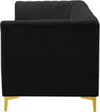 Alina Velvet / Engineered Wood / Metal / Foam Contemporary Black Velvet Modular Sofa - 93" W x 33.5" D x 31" H