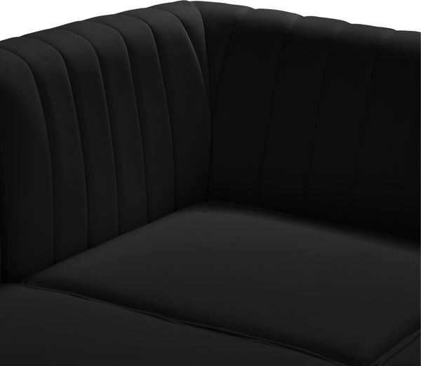 Alina Velvet / Engineered Wood / Metal / Foam Contemporary Black Velvet Modular Sectional - 93" W x 67" D x 31" H