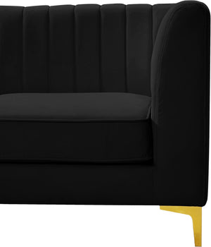 Alina Velvet / Engineered Wood / Metal / Foam Contemporary Black Velvet Modular Sectional - 93" W x 67" D x 31" H