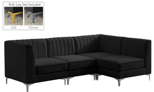 Alina Velvet / Engineered Wood / Metal / Foam Contemporary Black Velvet Modular Sectional - 93" W x 67" D x 31" H