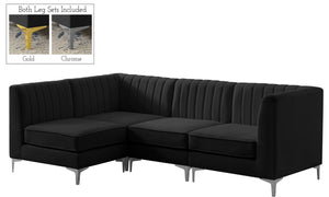 Alina Velvet / Engineered Wood / Metal / Foam Contemporary Black Velvet Modular Sectional - 93" W x 67" D x 31" H