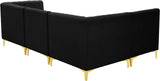 Alina Velvet / Engineered Wood / Metal / Foam Contemporary Black Velvet Modular Sectional - 93" W x 67" D x 31" H