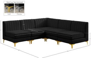 Alina Velvet / Engineered Wood / Metal / Foam Contemporary Black Velvet Modular Sectional - 85.5" W x 85.5" D x 31" H