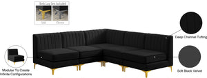 Alina Velvet / Engineered Wood / Metal / Foam Contemporary Black Velvet Modular Sectional - 85.5" W x 85.5" D x 31" H