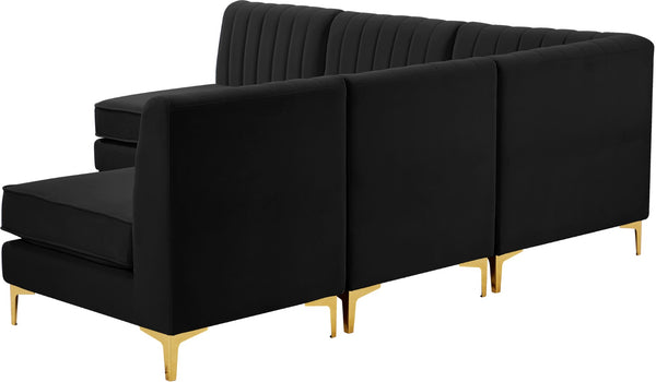 Alina Velvet / Engineered Wood / Metal / Foam Contemporary Black Velvet Modular Sectional - 85.5" W x 85.5" D x 31" H