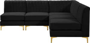 Alina Velvet / Engineered Wood / Metal / Foam Contemporary Black Velvet Modular Sectional - 85.5" W x 85.5" D x 31" H