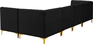 Alina Velvet / Engineered Wood / Metal / Foam Contemporary Black Velvet Modular Sectional - 119" W x 59.5" D x 31" H