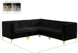 Alina Velvet / Engineered Wood / Metal / Foam Contemporary Black Velvet Modular Sectional - 93" W x 93" D x 31" H