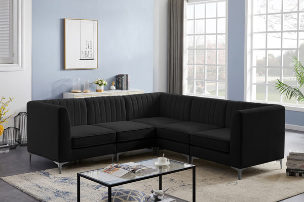Alina Velvet / Engineered Wood / Metal / Foam Contemporary Black Velvet Modular Sectional - 93" W x 93" D x 31" H