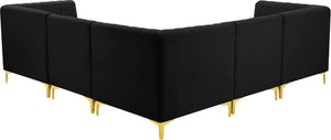 Alina Velvet / Engineered Wood / Metal / Foam Contemporary Black Velvet Modular Sectional - 93" W x 93" D x 31" H