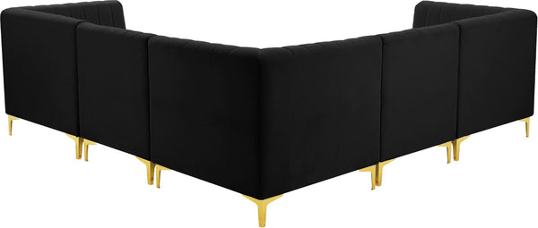 Alina Velvet / Engineered Wood / Metal / Foam Contemporary Black Velvet Modular Sectional - 93" W x 93" D x 31" H