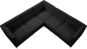 Alina Velvet / Engineered Wood / Metal / Foam Contemporary Black Velvet Modular Sectional - 93" W x 93" D x 31" H