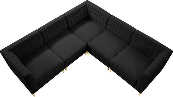 Alina Velvet / Engineered Wood / Metal / Foam Contemporary Black Velvet Modular Sectional - 93" W x 93" D x 31" H