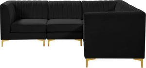 Alina Velvet / Engineered Wood / Metal / Foam Contemporary Black Velvet Modular Sectional - 93" W x 93" D x 31" H