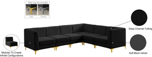 Alina Velvet / Engineered Wood / Metal / Foam Contemporary Black Velvet Modular Sectional - 119" W x 93" D x 31" H