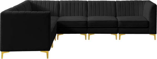 Alina Velvet / Engineered Wood / Metal / Foam Contemporary Black Velvet Modular Sectional - 119" W x 93" D x 31" H