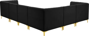 Alina Velvet / Engineered Wood / Metal / Foam Contemporary Black Velvet Modular Sectional - 119" W x 93" D x 31" H