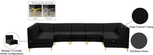 Alina Velvet / Engineered Wood / Metal / Foam Contemporary Black Velvet Modular Sectional - 145" W x 59.5" D x 31" H